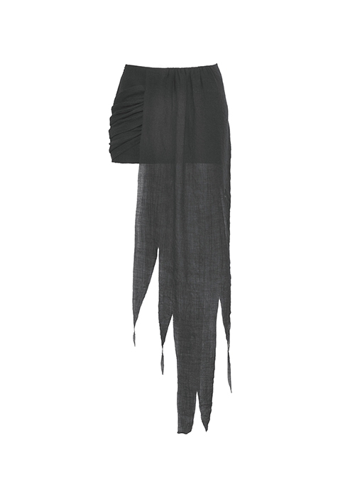 Black Decadent Irregular Mesh Punk Style Sexy Skirt