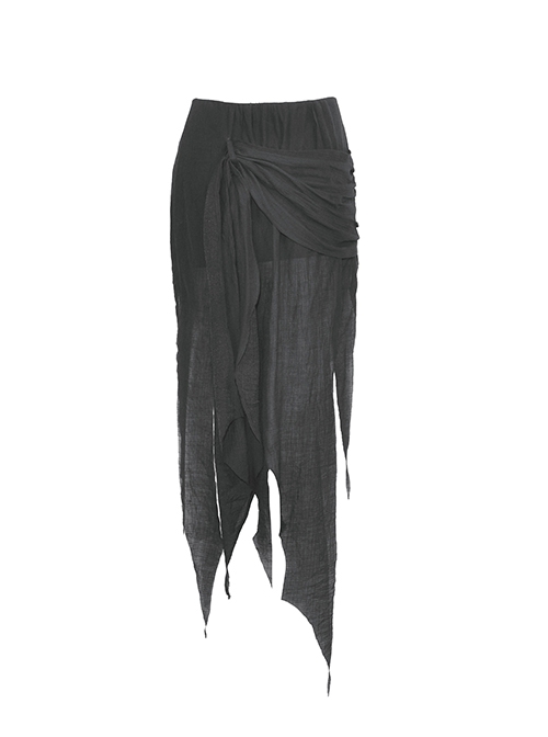 Black Decadent Irregular Mesh Punk Style Sexy Skirt