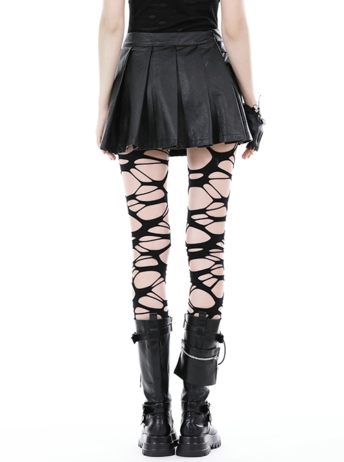 Personalized Black PU Leather Side Waist Bag Metal Chain Punk Style Rock Skirt