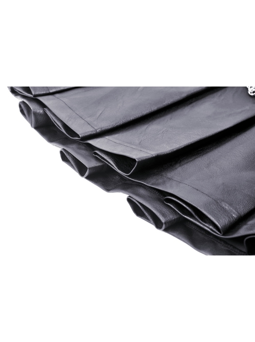Personalized Black PU Leather Side Waist Bag Metal Chain Punk Style Rock Skirt
