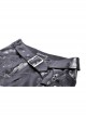 Black Shiny PU Leather With Spiked Rivet Fake Belt Decoration Punk Style Mini Skirt