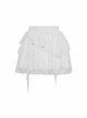 White Lace Layered Irregular Punk Style Loose Skirt