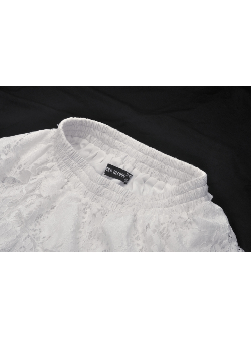 White Lace Layered Irregular Punk Style Loose Skirt