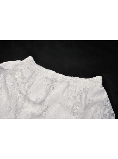 White Lace Layered Irregular Punk Style Loose Skirt