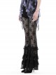 Black Stretch Slim Fit Lace Printed Gothic See Through Flared Pants