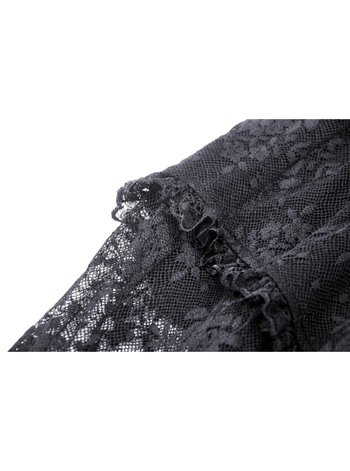 Black Stretch Slim Fit Lace Printed Gothic See Through Flared Pants