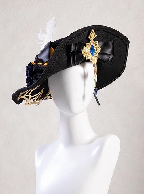 Game Genshin Impact Navia Halloween Cosplay Accessories Black Hat
