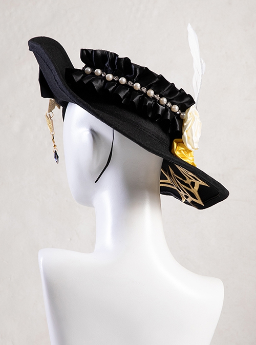 Game Genshin Impact Navia Halloween Cosplay Accessories Black Hat