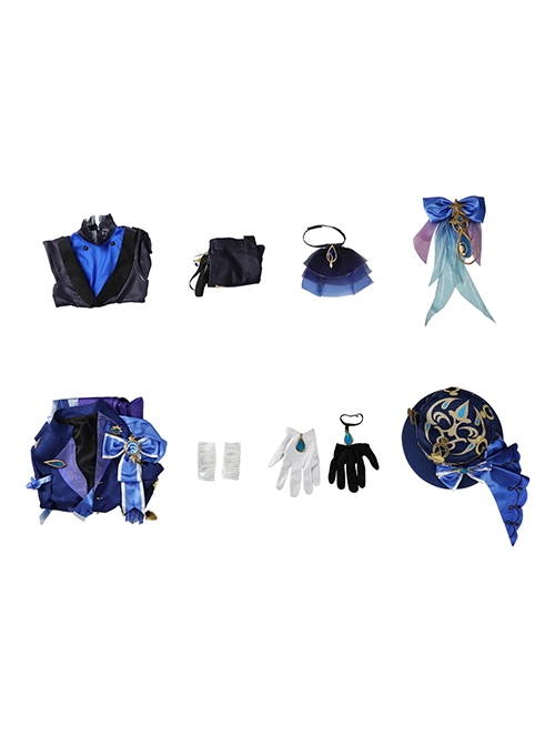 Game Genshin Impact Furina Dark Version Halloween Cosplay Costume Full Set