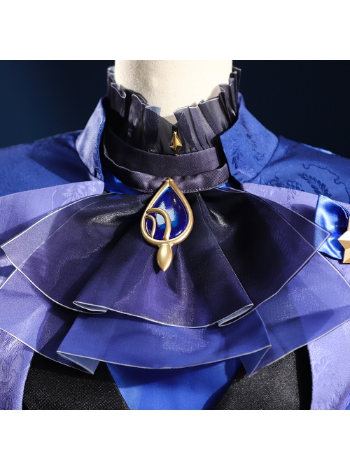Game Genshin Impact Furina Dark Version Halloween Cosplay Costume Full Set