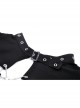 Black Simple Front Chest Sexy Hollow Cross Metal Chain Punk Style Long Sleeved T-Shirt