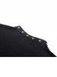 Black Simple Front Chest Sexy Hollow Cross Metal Chain Punk Style Long Sleeved T-Shirt