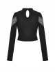 Black Slim Fit Hollow Woven Punk Style Long Sleeve T-Shirt