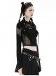 Black Slim Fit Hollow Woven Punk Style Long Sleeve T-Shirt
