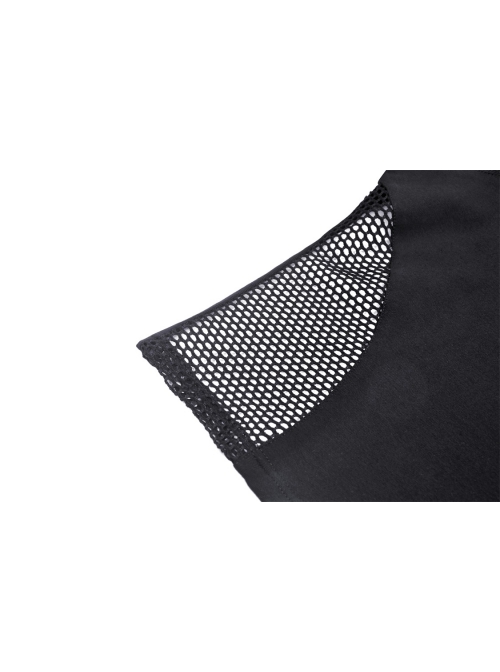 Black Slim Fit Hollow Woven Punk Style Long Sleeve T-Shirt