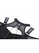 Black Hollow Mesh Off Shoulder Lace Up Embellished Punk Style Long Sleeved T-Shirt ​