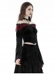 Sexy Black And Red Velvet Lace Adjustable Shoulder Strap Gothic Style Long Sleeved Top