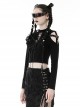 Personalized Black Off Shoulder Metal Eyelet Lace Up Punk Style Long Sleeved T-Shirt