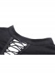 Personalized Black Off Shoulder Metal Eyelet Lace Up Punk Style Long Sleeved T-Shirt