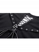Personalized Black Off Shoulder Metal Eyelet Lace Up Punk Style Long Sleeved T-Shirt