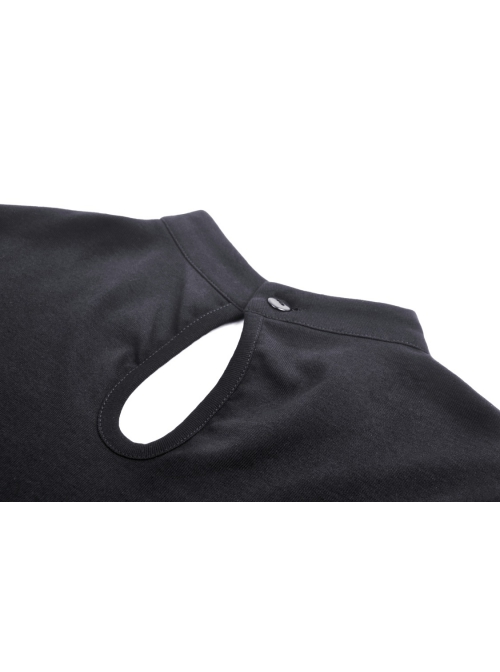 Personalized Black Off Shoulder Metal Eyelet Lace Up Punk Style Long Sleeved T-Shirt