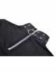 Black Waist Sexy Hollow Mesh Neckline With Metal Eyelets Punk Style Long Sleeved T-Shirt