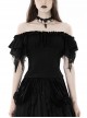 Sexy One Shoulder Low Cut Irregular Webbing Short Sleeved Gothic Top