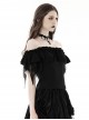 Sexy One Shoulder Low Cut Irregular Webbing Short Sleeved Gothic Top