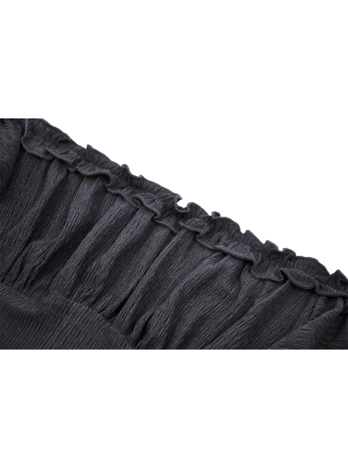 Sexy One Shoulder Low Cut Irregular Webbing Short Sleeved Gothic Top