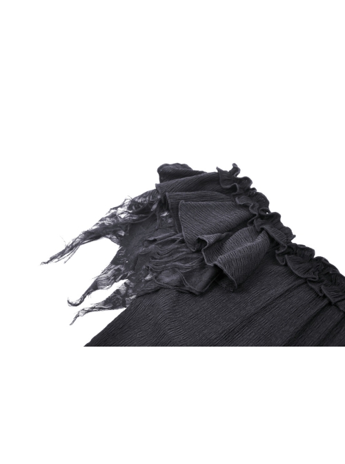 Sexy One Shoulder Low Cut Irregular Webbing Short Sleeved Gothic Top