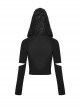 Black Metal Eyelet Personality Hollow Hole Hooded Punk Style Long Sleeved Top