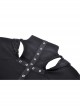 Black Metal Eyelet Personality Hollow Hole Hooded Punk Style Long Sleeved Top