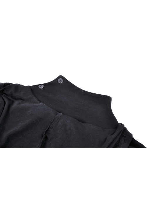 Black Metal Eyelet Personality Hollow Hole Hooded Punk Style Long Sleeved Top
