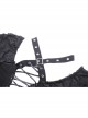 Sexy Black Ripped Front Cross Lace Deep V-Neck Punk Style Long Sleeved T-Shirt