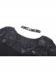 Sexy Black Ripped Front Cross Lace Deep V-Neck Punk Style Long Sleeved T-Shirt