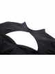 Black Slim Fitting Front Hollow Mesh Back Metal Zipper Punk Style Long Sleeved Short T-Shirt
