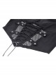 Black Slim Fitting Front Hollow Mesh Back Metal Zipper Punk Style Long Sleeved Short T-Shirt