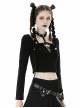 Personalized Black Front Chest Metal Buckle Fake Suspender Decoration Punk Style Long Sleeved Crop Top