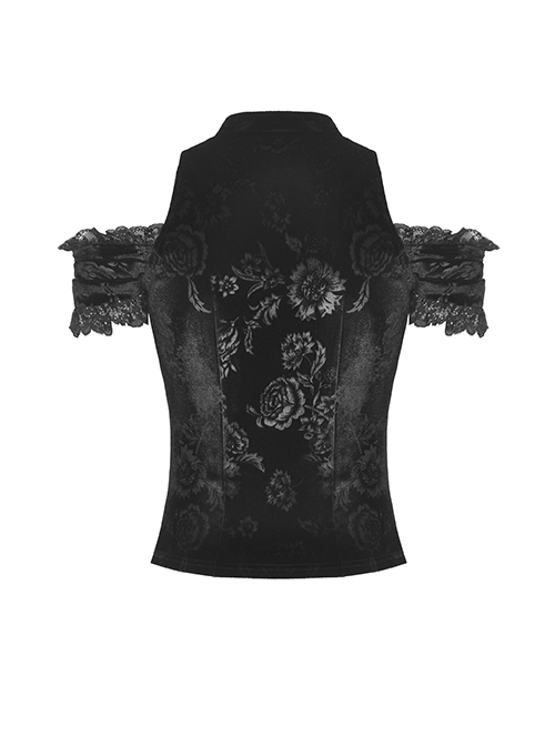 Black Sexy See Through Shoulder Lace Lace Gothic Sleeveless Top