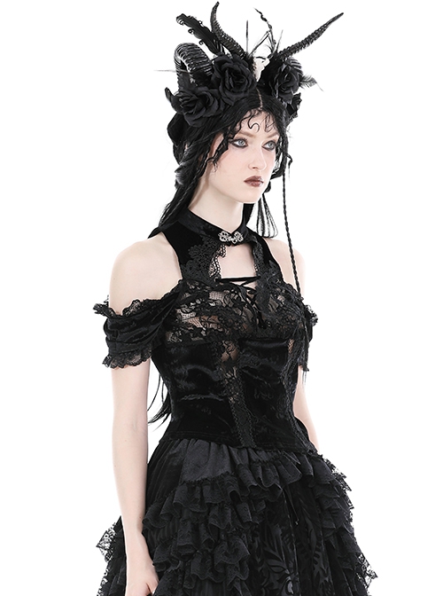 Black Sexy See Through Shoulder Lace Lace Gothic Sleeveless Top
