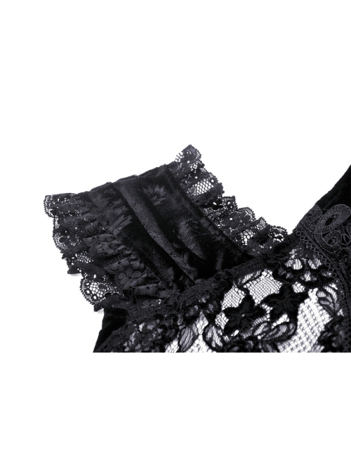 Black Sexy See Through Shoulder Lace Lace Gothic Sleeveless Top