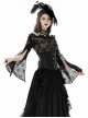 Sexy Black See Through Lace Printed Bateau Neck Off Shoulder Gothic Style Long Sleeved T-Shirt
