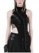 Personalized Irregular Black Lace Up Link Hole Punk Style Sleeveless T-Shirt