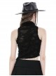 Personalized Irregular Black Lace Up Link Hole Punk Style Sleeveless T-Shirt