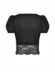 Black Elegant And Sexy See Through Printed Gothic Short Sleeved Top