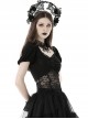Black Elegant And Sexy See Through Printed Gothic Short Sleeved Top