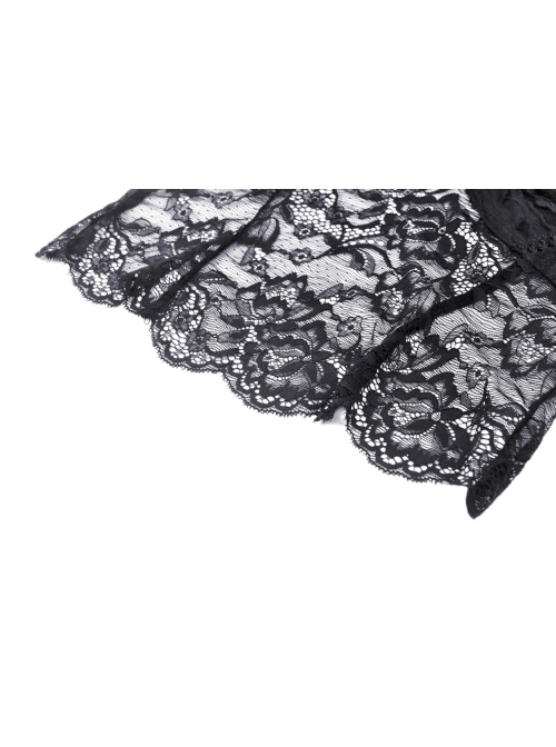 Black Elegant And Sexy See Through Printed Gothic Short Sleeved Top