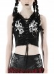Black Cat Ear Hooded Front Chest Criss Cross Lace Punk Style Sleeveless Top
