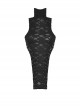 Sexy High Neck Black Pleated Hole Lengthened Front Panel With Side Ties Decorated With Punk Style Sleeveless Top