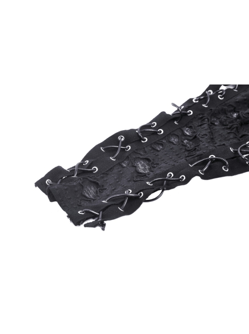 Sexy High Neck Black Pleated Hole Lengthened Front Panel With Side Ties Decorated With Punk Style Sleeveless Top